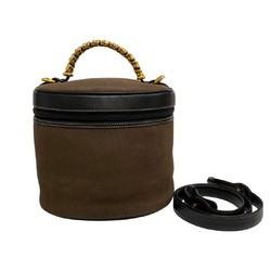 LOEWE Vintage Velazquez Twist Handle Suede Leather 2way Handbag Shoulder Bag Brown