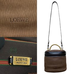 LOEWE Vintage Velazquez Twist Handle Suede Leather 2way Handbag Shoulder Bag Brown