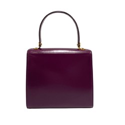 CELINE Vintage Logo Hardware Leather Genuine 2way Handbag Shoulder Bag Purple