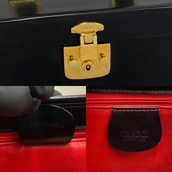 GUCCI Gucci Old Ladylock Hardware Leather Genuine Handbag Vanity Bag Black