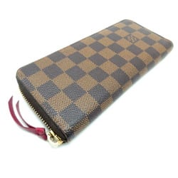 Louis Vuitton Portefeuille Clemence Women's Long Wallet N60534 Damier Ebene (Brown) x Sleeves (Red)