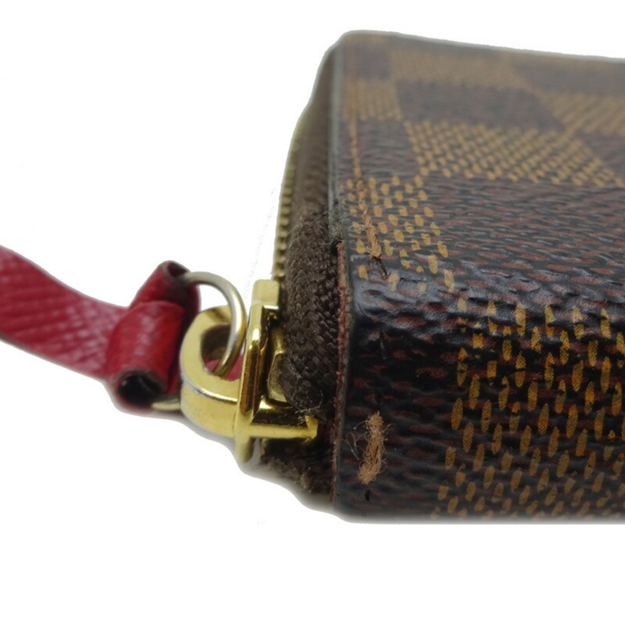 Louis Vuitton Portefeuille Clemence Women's Long Wallet N60534 Damier Ebene (Brown) x Sleeves (Red)