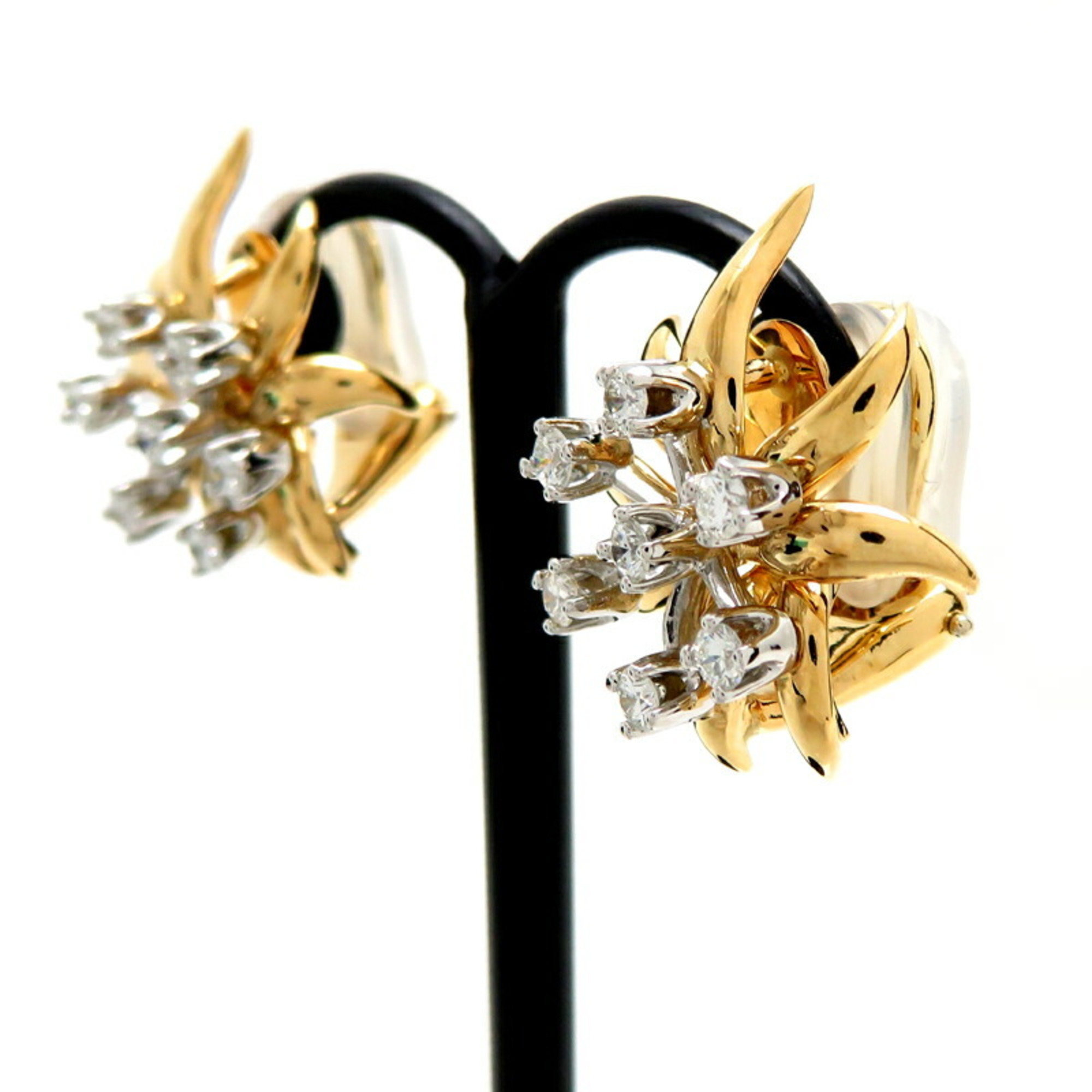 Tiffany Jean Schlumberger Diamond Frame Women's Earrings 750 Yellow Gold