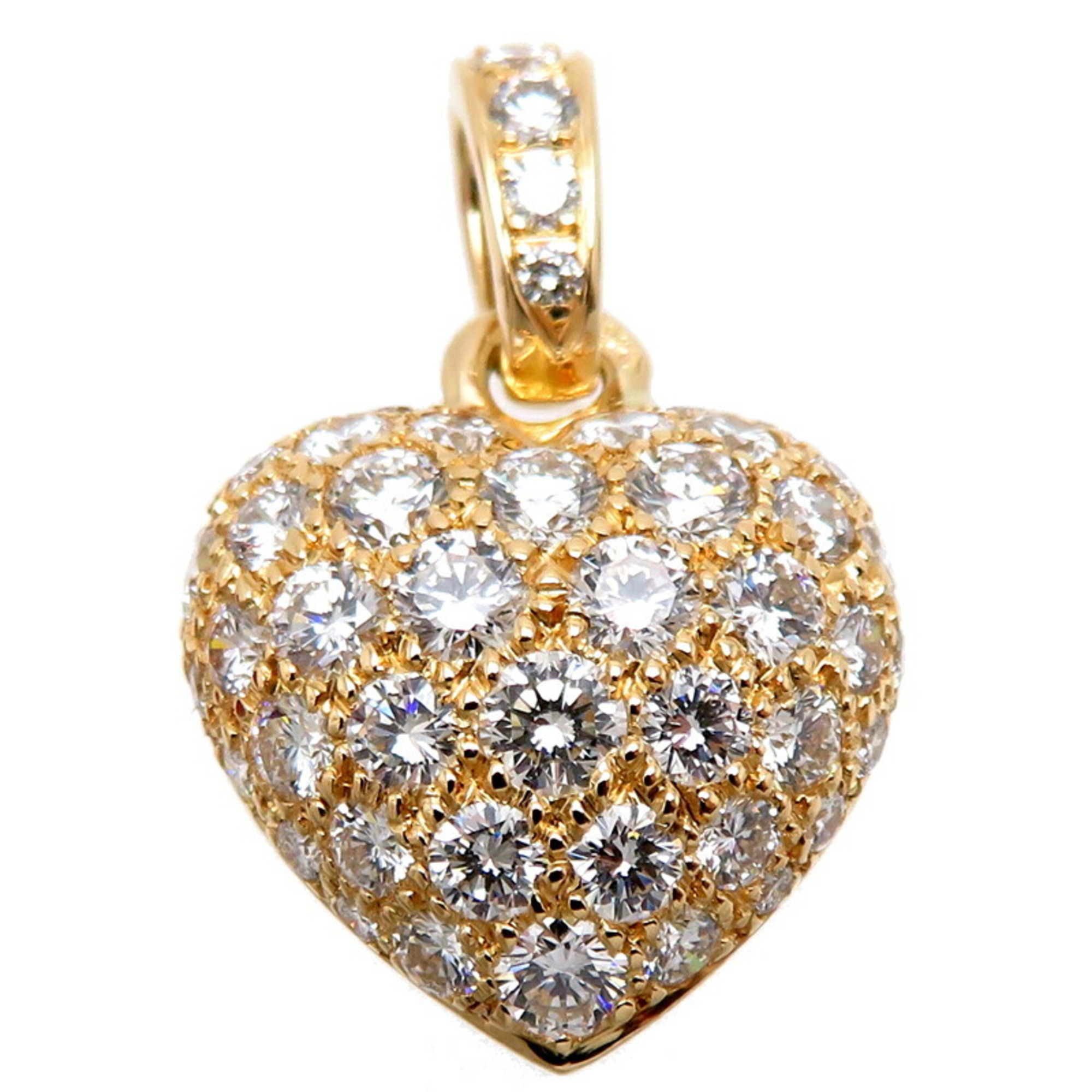 Cartier Heart Diamond Ladies Pendant Top 750 Yellow Gold