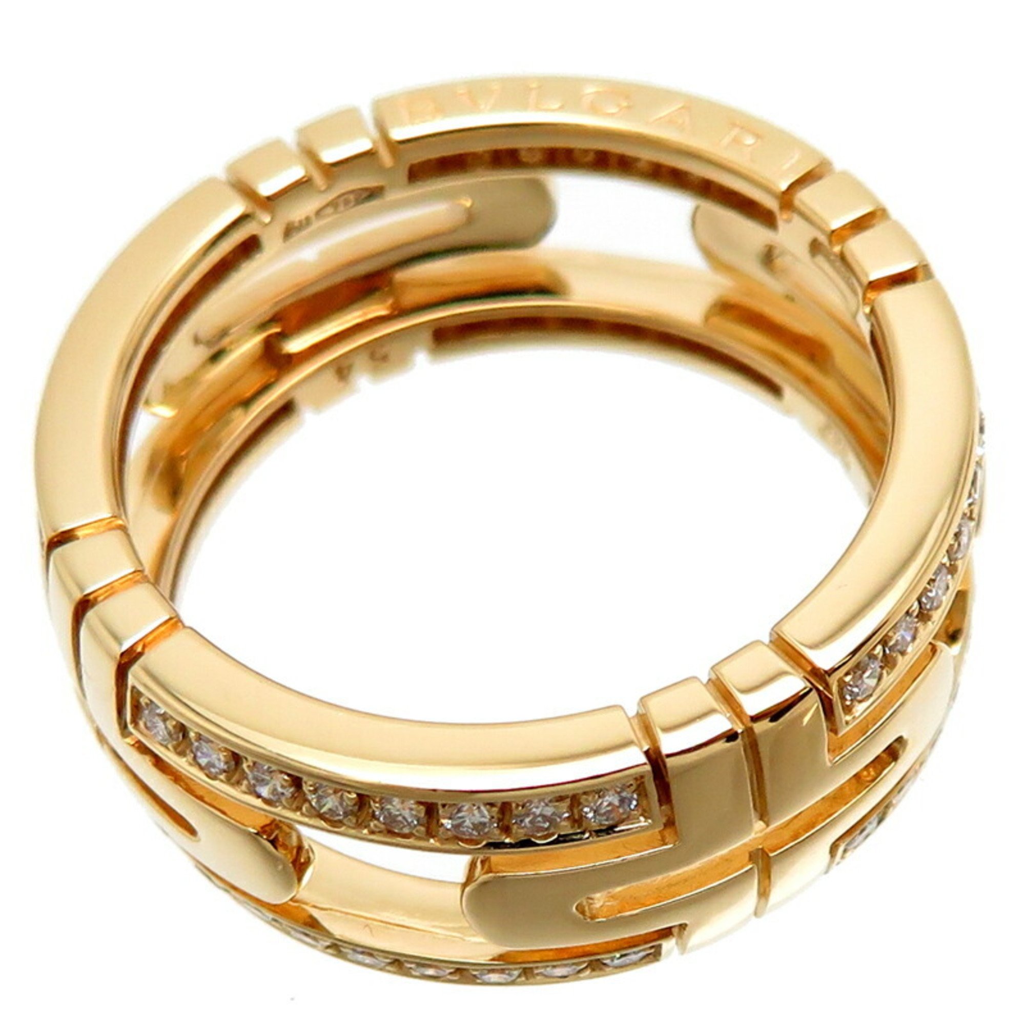 Bvlgari #54 Parentesi Openwork Diamond Women's/Men's Ring 750 Yellow Gold No. 13