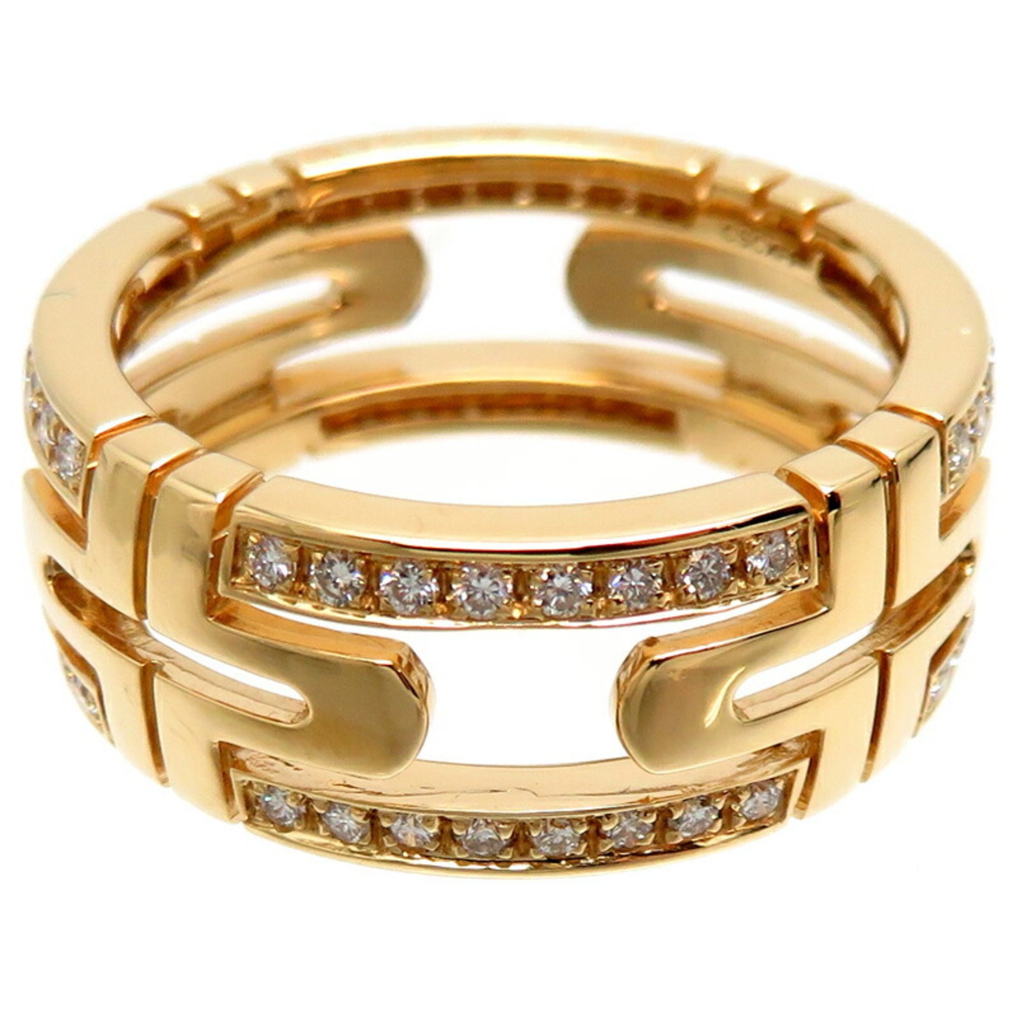 Bvlgari #54 Parentesi Openwork Diamond Women's/Men's Ring 750 Yellow Gold No. 13