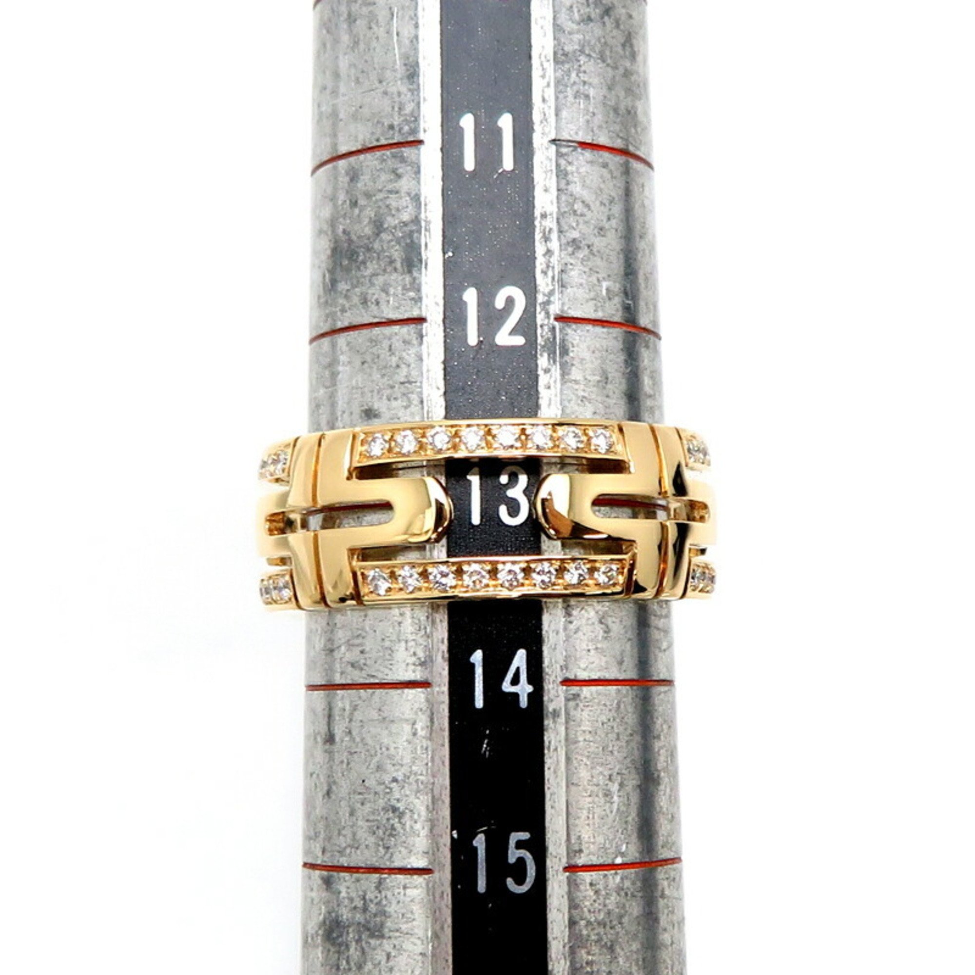 Bvlgari #54 Parentesi Openwork Diamond Women's/Men's Ring 750 Yellow Gold No. 13