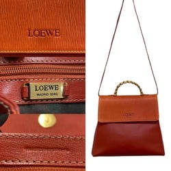 LOEWE Loewe Logo Metal Fittings Velasquez Leather Genuine 2way Handbag Shoulder Bag Mini Tote Orange