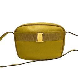 Salvatore Ferragamo Vara Ribbon Leather Genuine Shoulder Bag Pochette Yellow