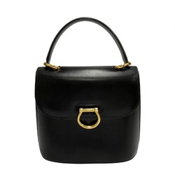 CELINE Gancini Hardware Double Flap Calf Leather Genuine Handbag Mini Tote Bag Black