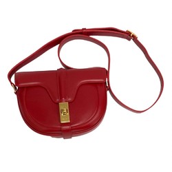 CELINE Celine 16 Small Bouzas Logo Hardware Leather Genuine Mini Shoulder Bag Crossbody Red