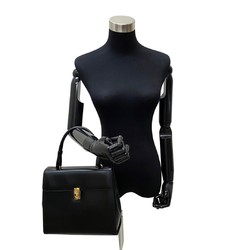 LOEWE Anagram Logo Metal Fittings Calf Leather Genuine 2way Handbag Shoulder Bag Black