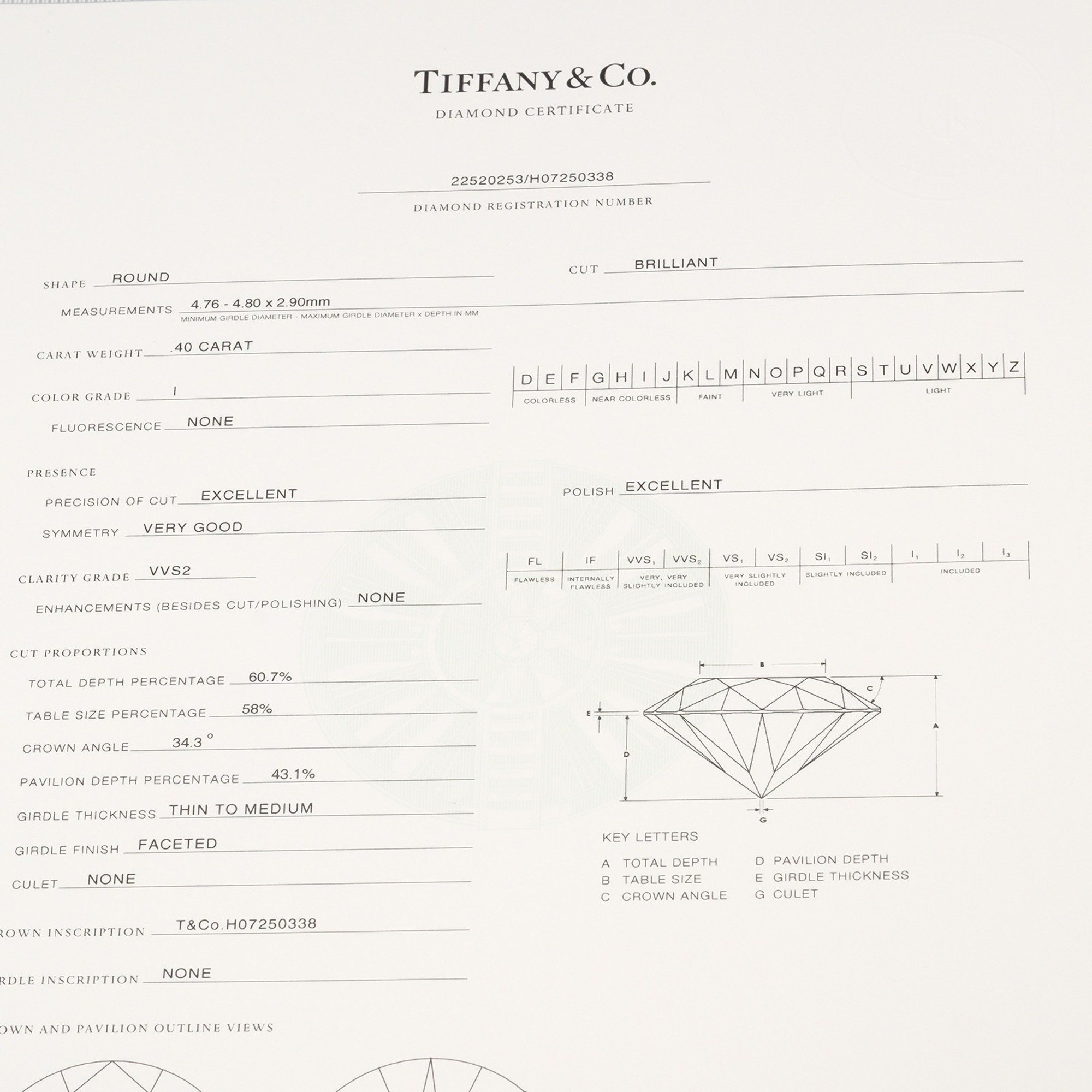 Tiffany Ribbon Solitaire No. 6 Ring 0.40ct/VVS2/I/2EX Pt950 Platinum Diamond TIFFANY&Co.