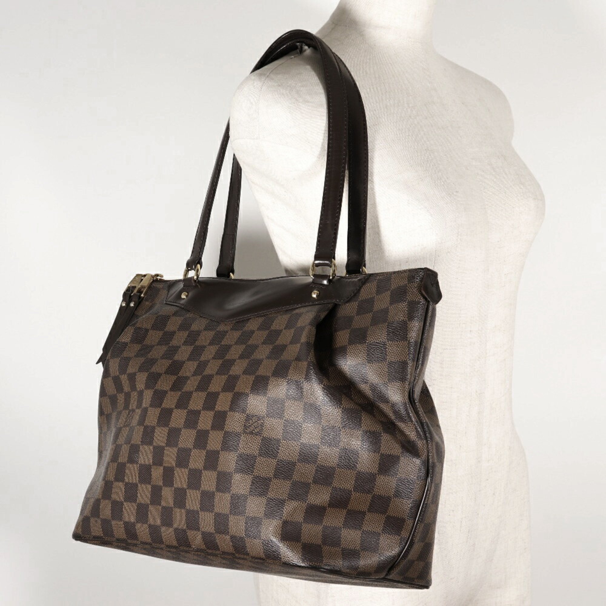 LOUIS VUITTON Westminster GM Shoulder Bag N41103 Damier Canvas Made in France 2013 Brown DR0193 A4 Zipper Women's