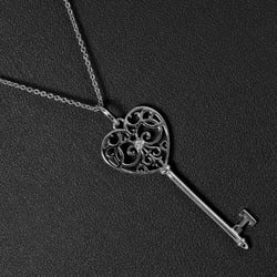 Tiffany TIFFANY&Co. Enchanted Heart Key Necklace 5.4g K18 EG White Gold Diamond