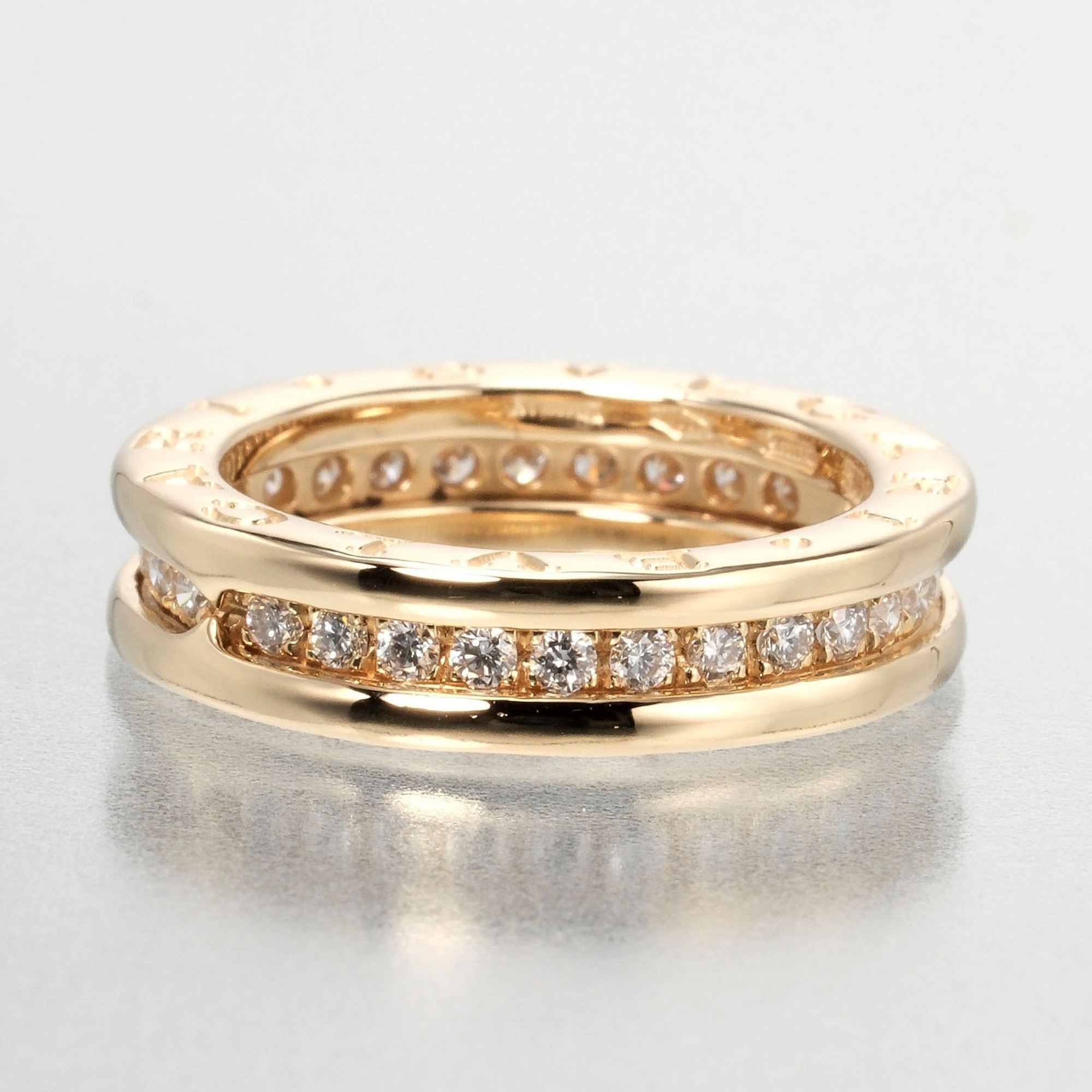 Bvlgari B.ZERO1 XS 1 Band Ring Size 8.5 6.8g K18 YG Yellow Gold Full Diamond BVLGARI
