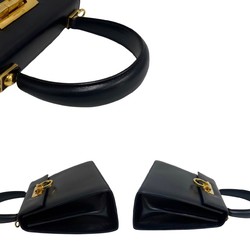 Salvatore Ferragamo Gancini Hardware Leather Genuine 2way Handbag Mini Shoulder Bag Navy