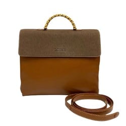 LOEWE Loewe Logo Velasquez Twist Handle Hardware Leather Genuine 2way Handbag Shoulder Bag Brown