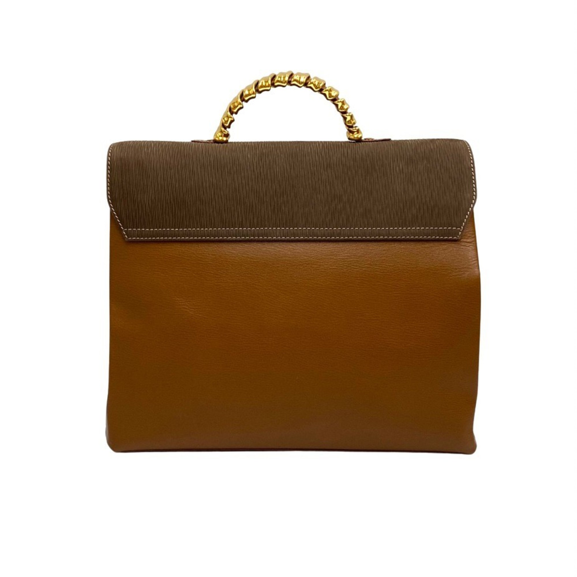 LOEWE Loewe Logo Velasquez Twist Handle Hardware Leather Genuine 2way Handbag Shoulder Bag Brown