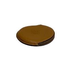 LOEWE Anagram Logo Embossed Leather Genuine Round Coin Case Purse Mini Wallet Camel
