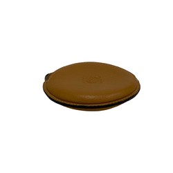 LOEWE Anagram Logo Embossed Leather Genuine Round Coin Case Purse Mini Wallet Camel