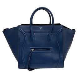 CELINE Celine Logo Luggage Phantom Leather Genuine Suede Handbag Tote Bag Blue