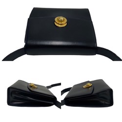 CELINE Vintage Star Ball Hardware Calf Leather Genuine Shoulder Bag Crossbody Navy