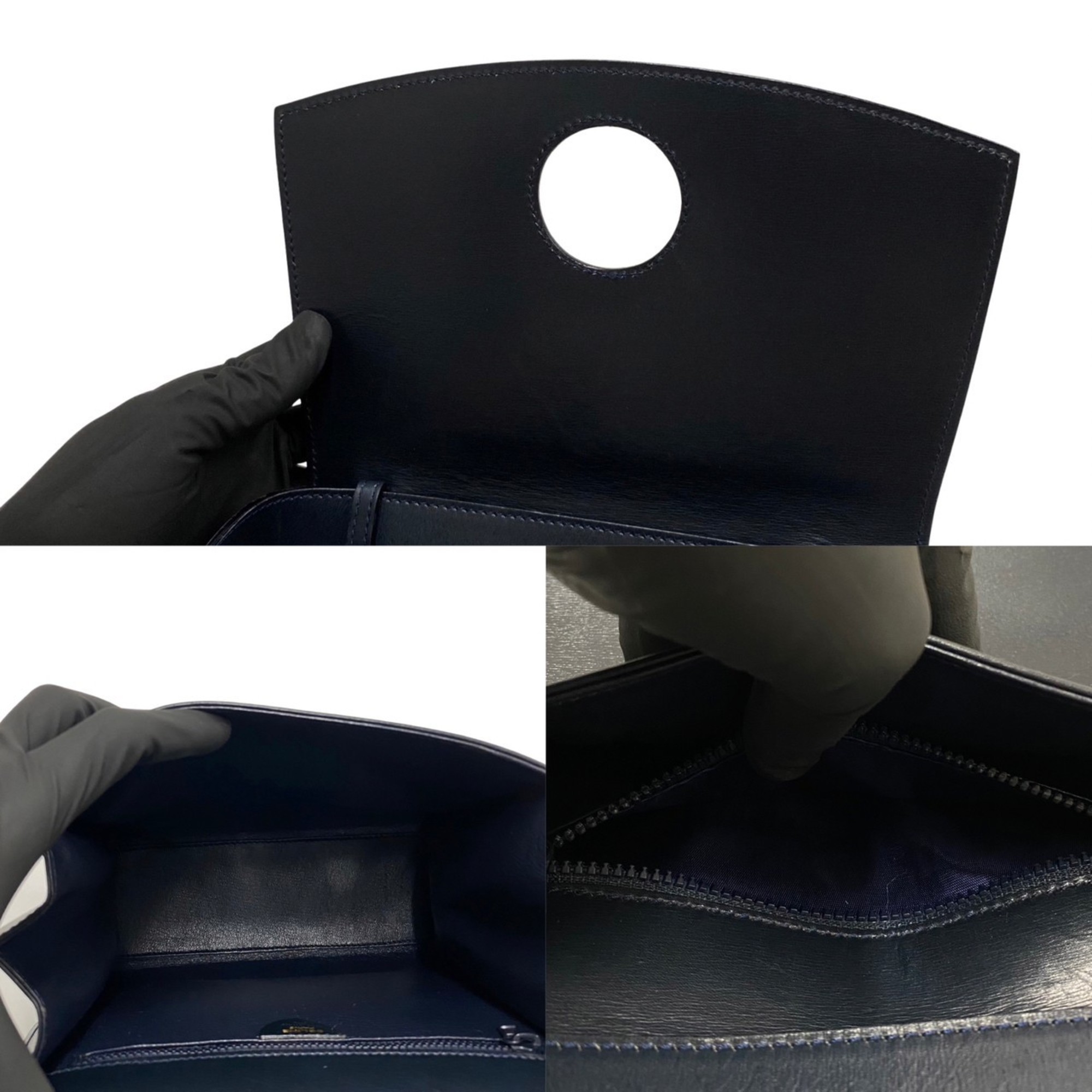 CELINE Vintage Star Ball Hardware Calf Leather Genuine Shoulder Bag Crossbody Navy