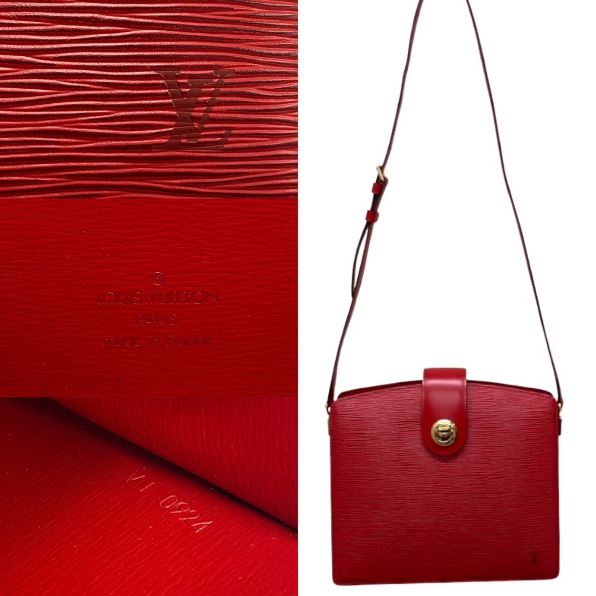 LOUIS VUITTON Vintage Capuchin Epi Leather Genuine Shoulder Bag Crossbody Red