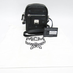 MCM Visetos MXZ9AVI52BK001 Women,Men Leather Shoulder Bag Black