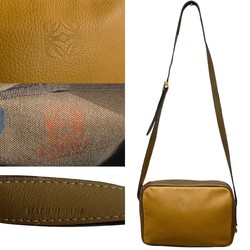 LOEWE Anagram Logo Leather Genuine Canvas Mini One Shoulder Bag Pochette Brown