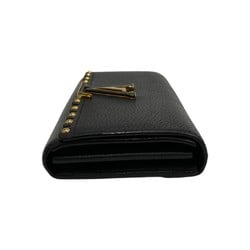 LOUIS VUITTON Louis Vuitton Logo Metal Fittings Portefeuille Capucines Leather Genuine Long Wallet Black