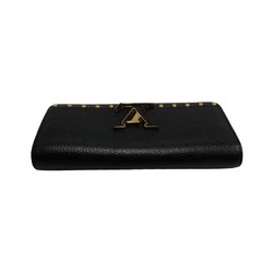 LOUIS VUITTON Louis Vuitton Logo Metal Fittings Portefeuille Capucines Leather Genuine Long Wallet Black