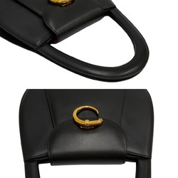 CARTIER Panther Line Panthere Leather Genuine Handbag Mini Tote Bag Black