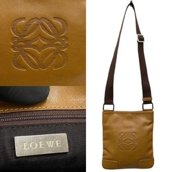 LOEWE Anagram Logo Leather Genuine Mini Shoulder Bag Pochette Sacoche Beige