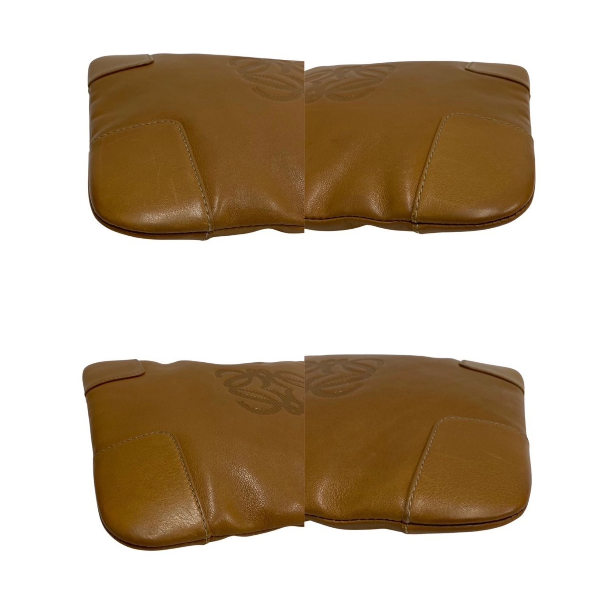 LOEWE Anagram Logo Leather Genuine Mini Shoulder Bag Pochette Sacoche Beige