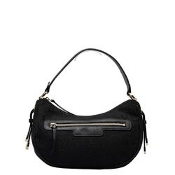 BVLGARI Mania Handbag One Shoulder Bag Black Canvas Leather Ladies