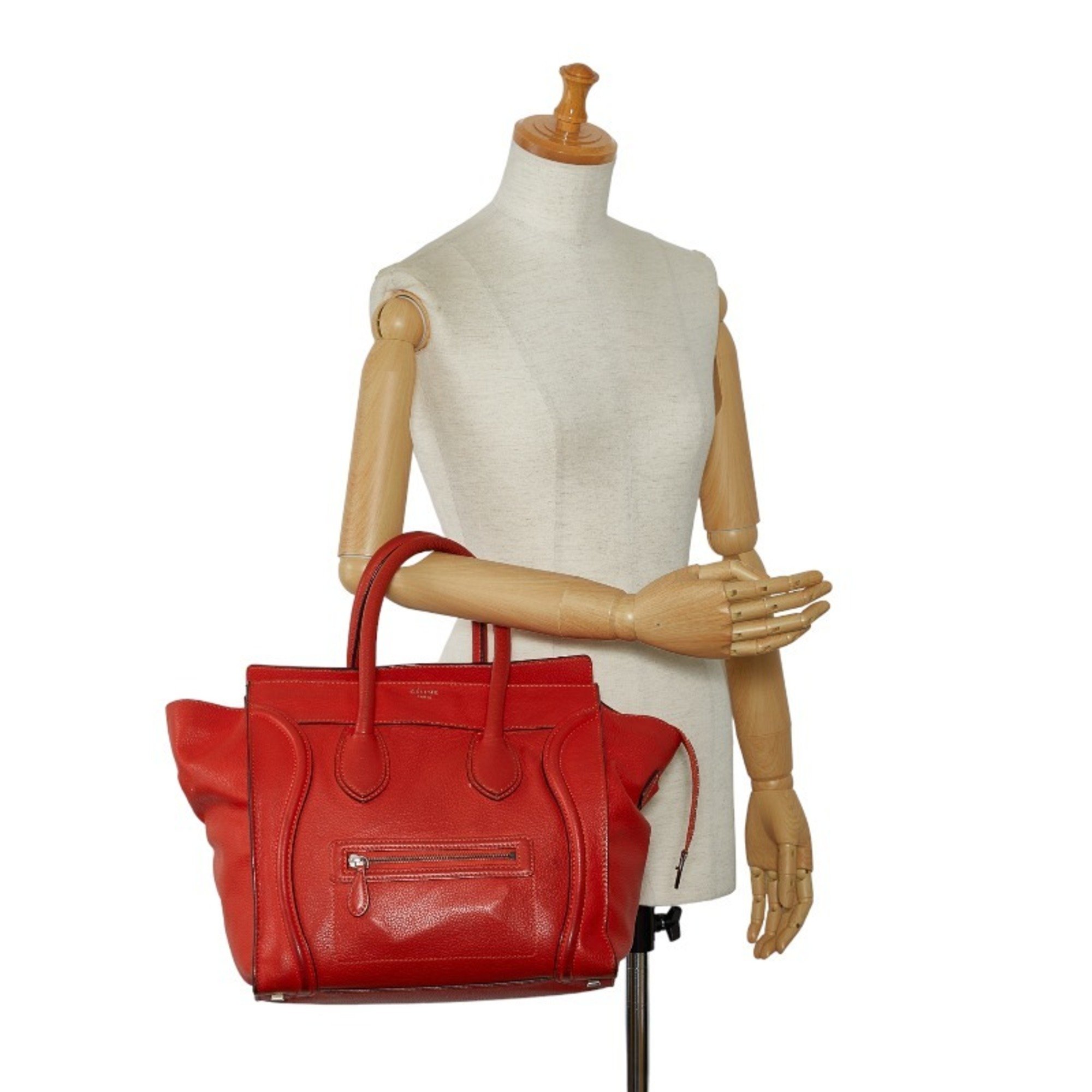 Celine Luggage Shopper Handbag 165213 Orange Leather Women's CELINE