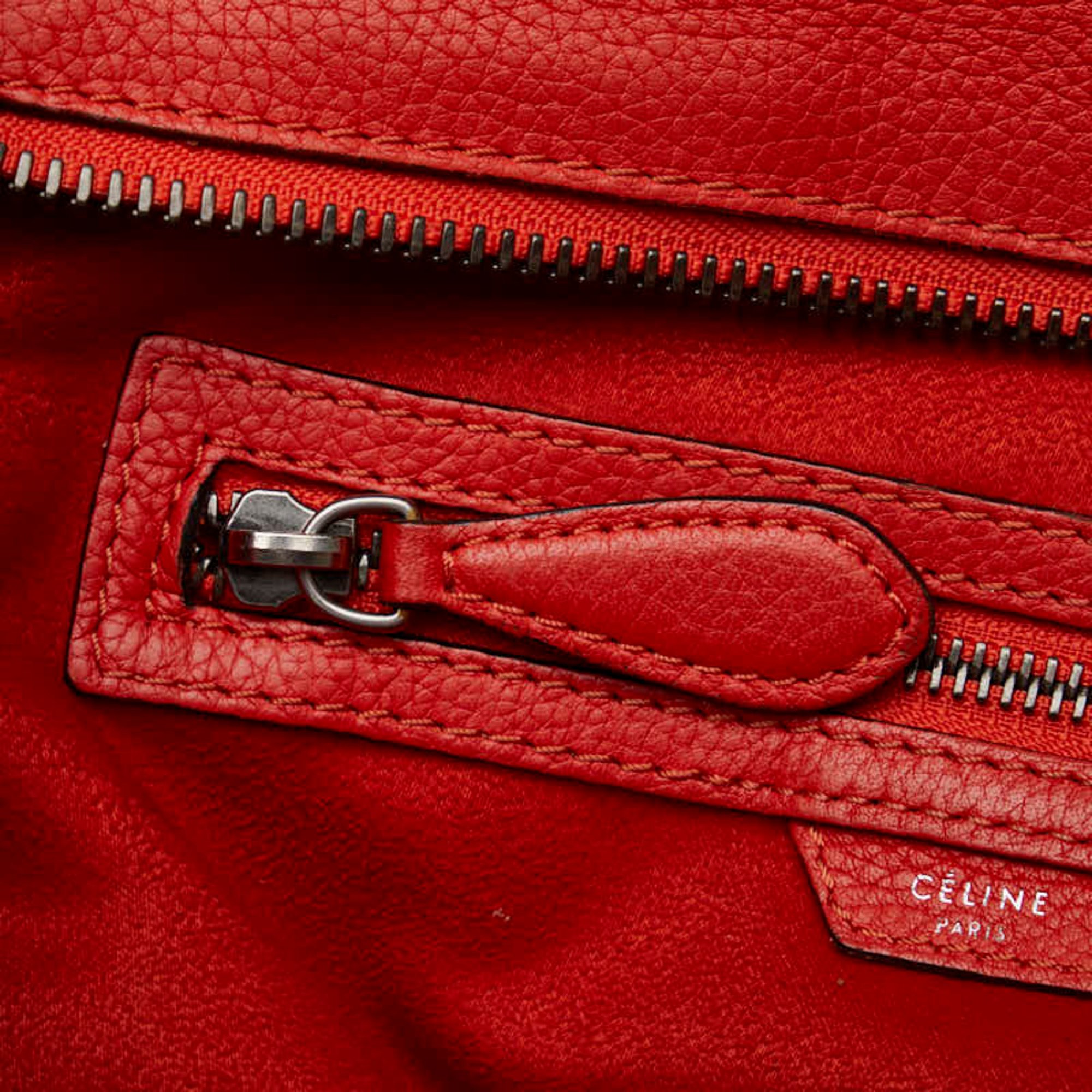 Celine Luggage Shopper Handbag 165213 Orange Leather Women's CELINE