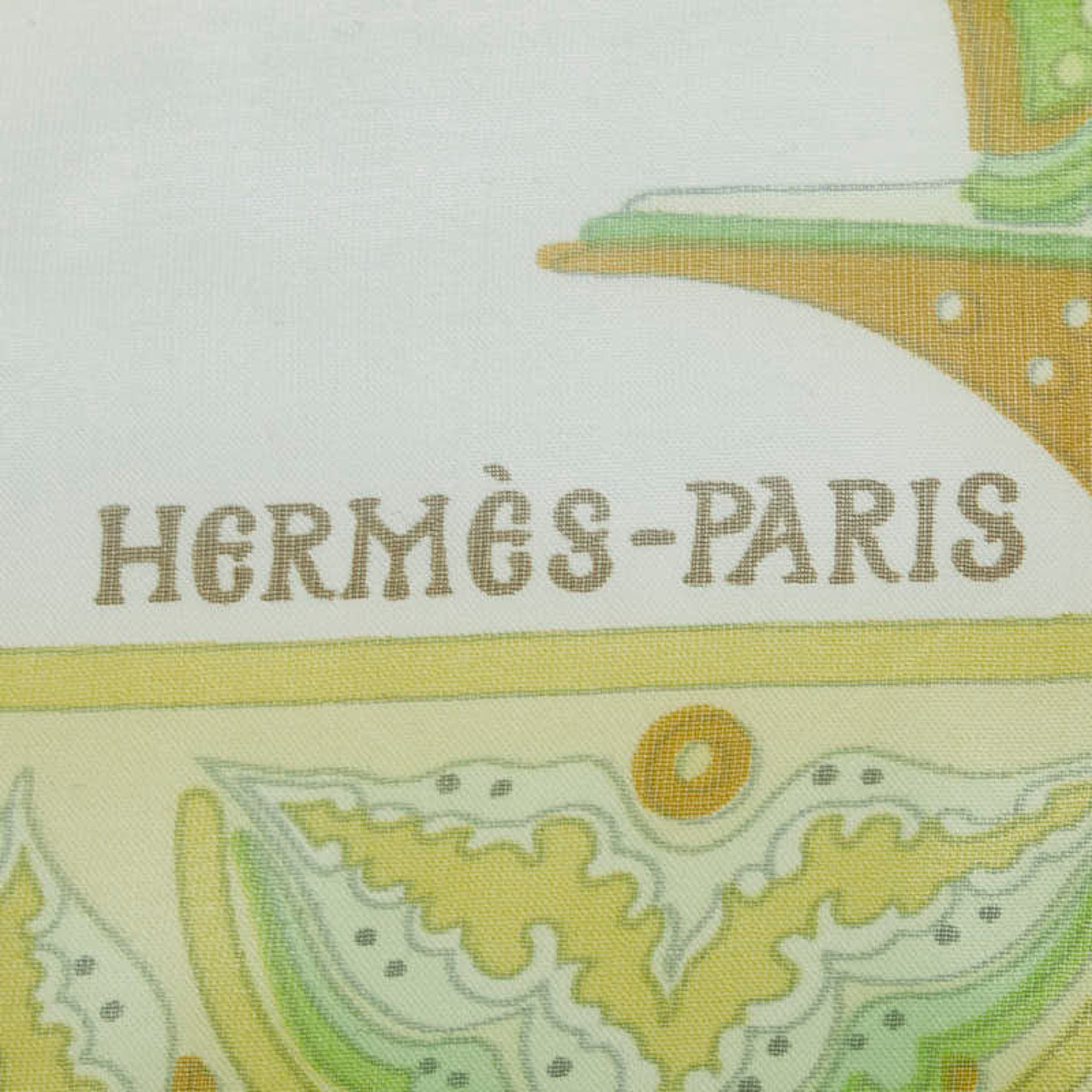 Hermes Carre 90 CIELS BYZANTINS Byzantine Sky See-Through Scarf Muffler Yellow Multicolor Silk Women's HERMES