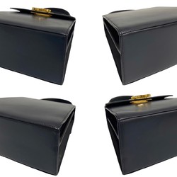 Salvatore Ferragamo Gancini Hardware Leather 2way Shoulder Bag Handbag Navy