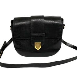 SAINT LAURENT Yves Saint Laurent Vintage YSL Logo Metal Fittings Leather Genuine Shoulder Bag Black