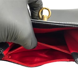 CELINE Vintage Logo Ring Hardware Calf Leather Genuine Handbag Mini Tote Bag Red Upholstery Black