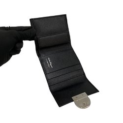 Salvatore Ferragamo Gancini Hardware Leather Genuine Bifold Wallet Mini Black