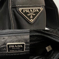 PRADA Triangle Logo Metal Fittings Nylon Leather Genuine Mini Shoulder Bag Pochette Black