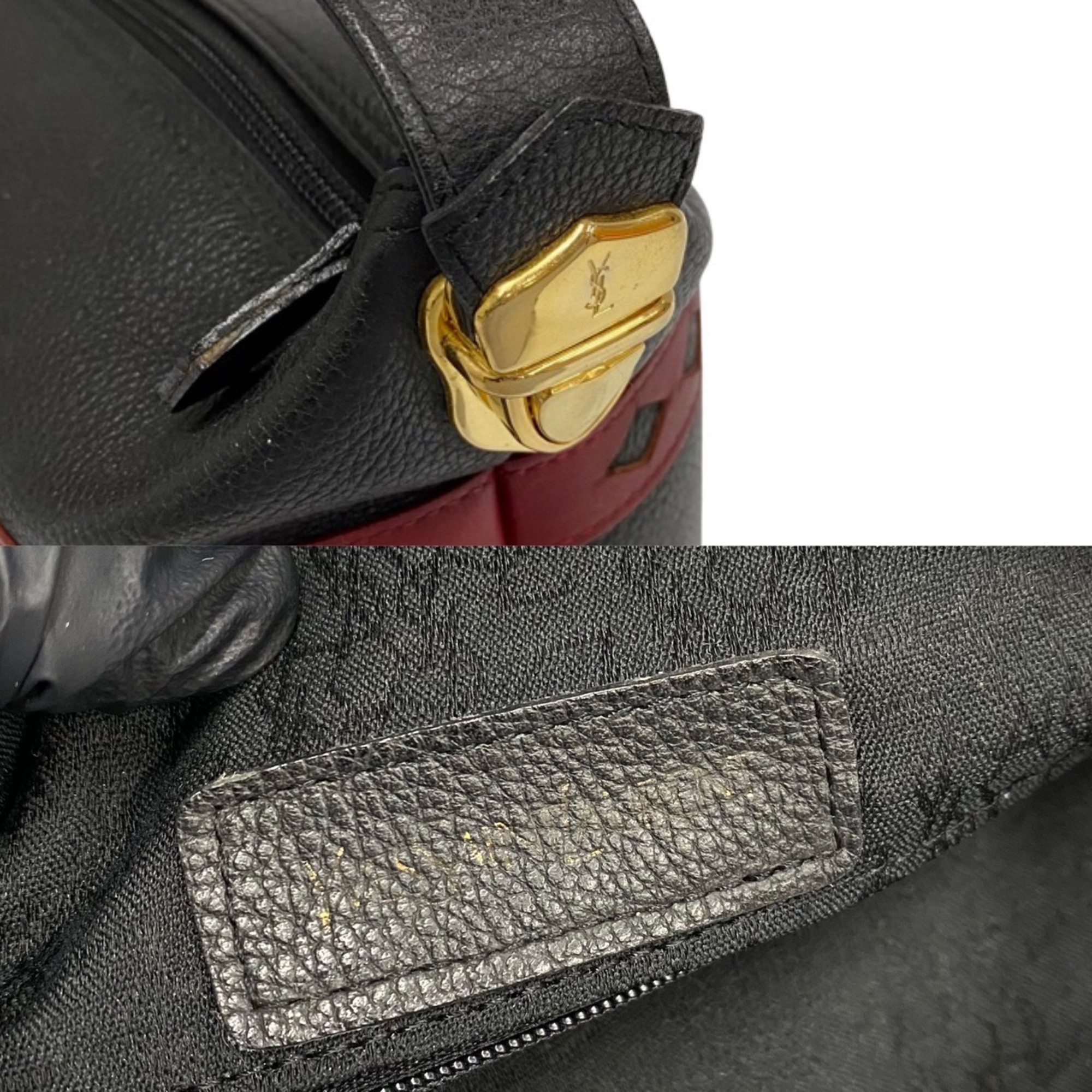 SAINT LAURENT Yves Saint Laurent YSL Logo Hardware Leather Genuine Cutout Handbag Mini Tote Bag Black