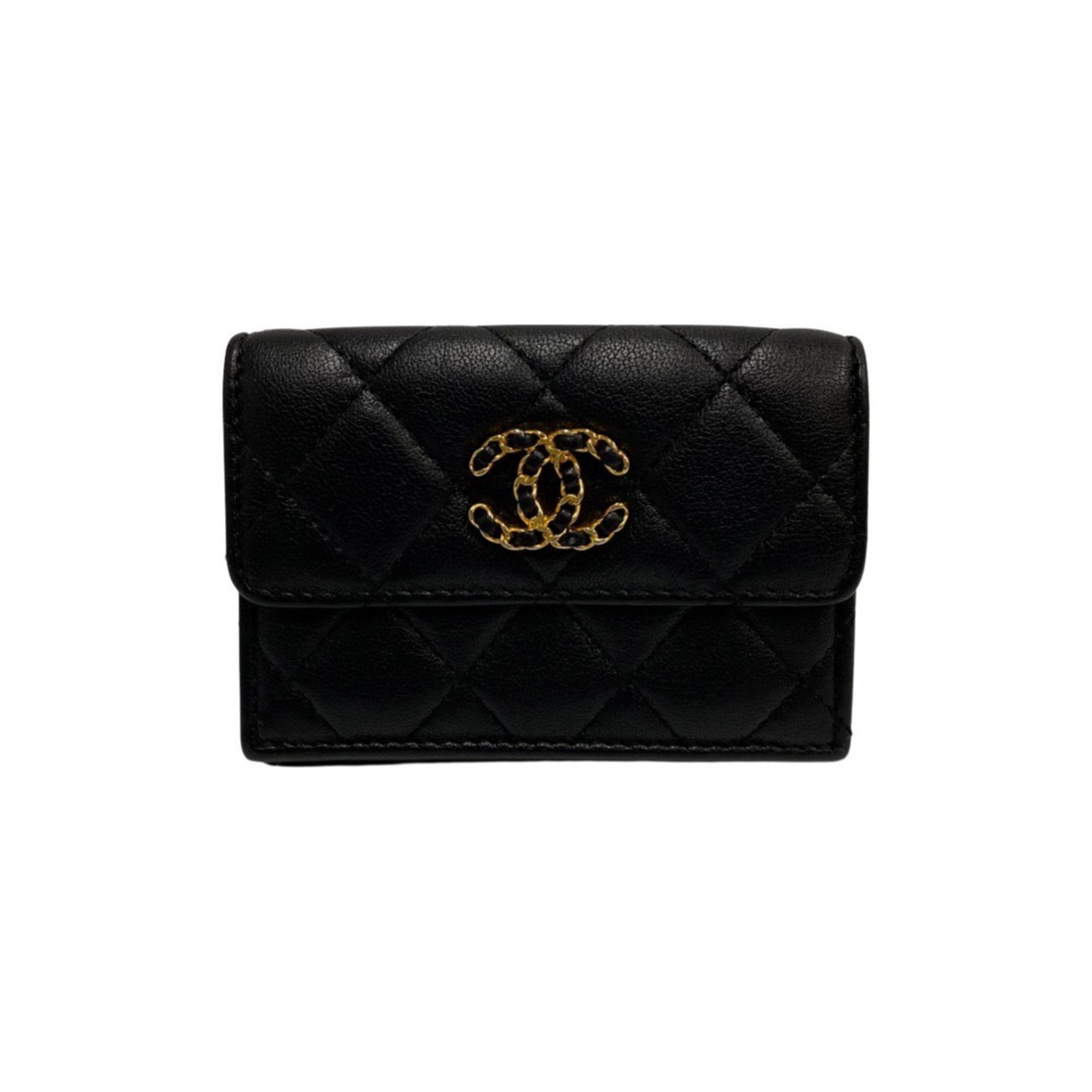 CHANEL Chanel Matelasse Chain Coco Small Flap Wallet Lambskin Leather Genuine Trifold