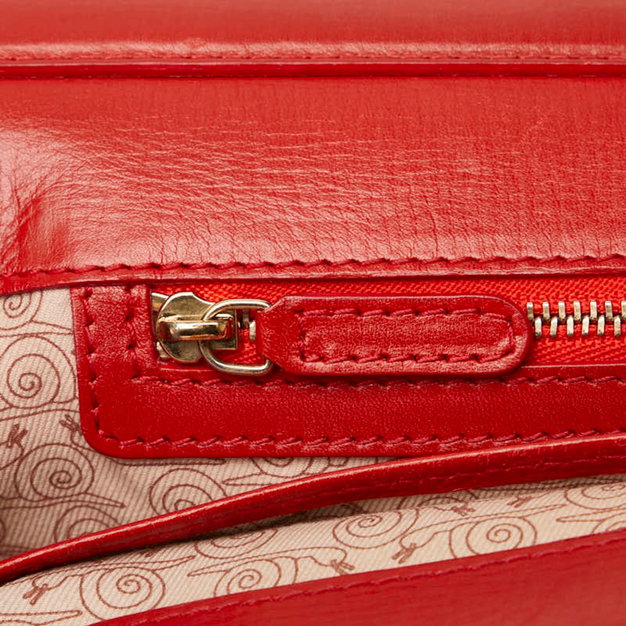 Bvlgari Isabella Rossellini Handbag Shoulder Bag Red Leather Ladies BVLGARI