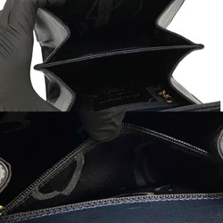 Salvatore Ferragamo Gancini Calf Leather 2way Handbag Shoulder Bag Dark Navy