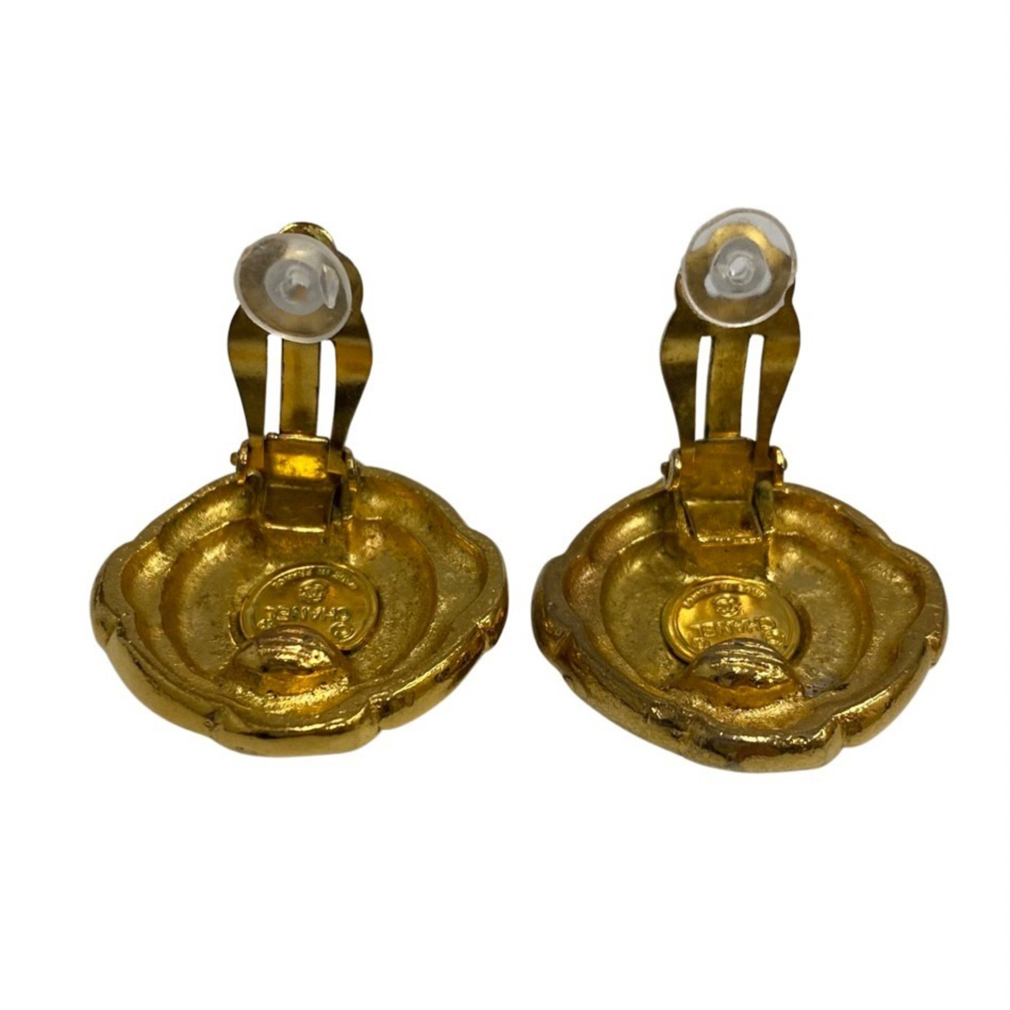 CHANEL Cocomark Logo Motif Earrings Accessories Gold